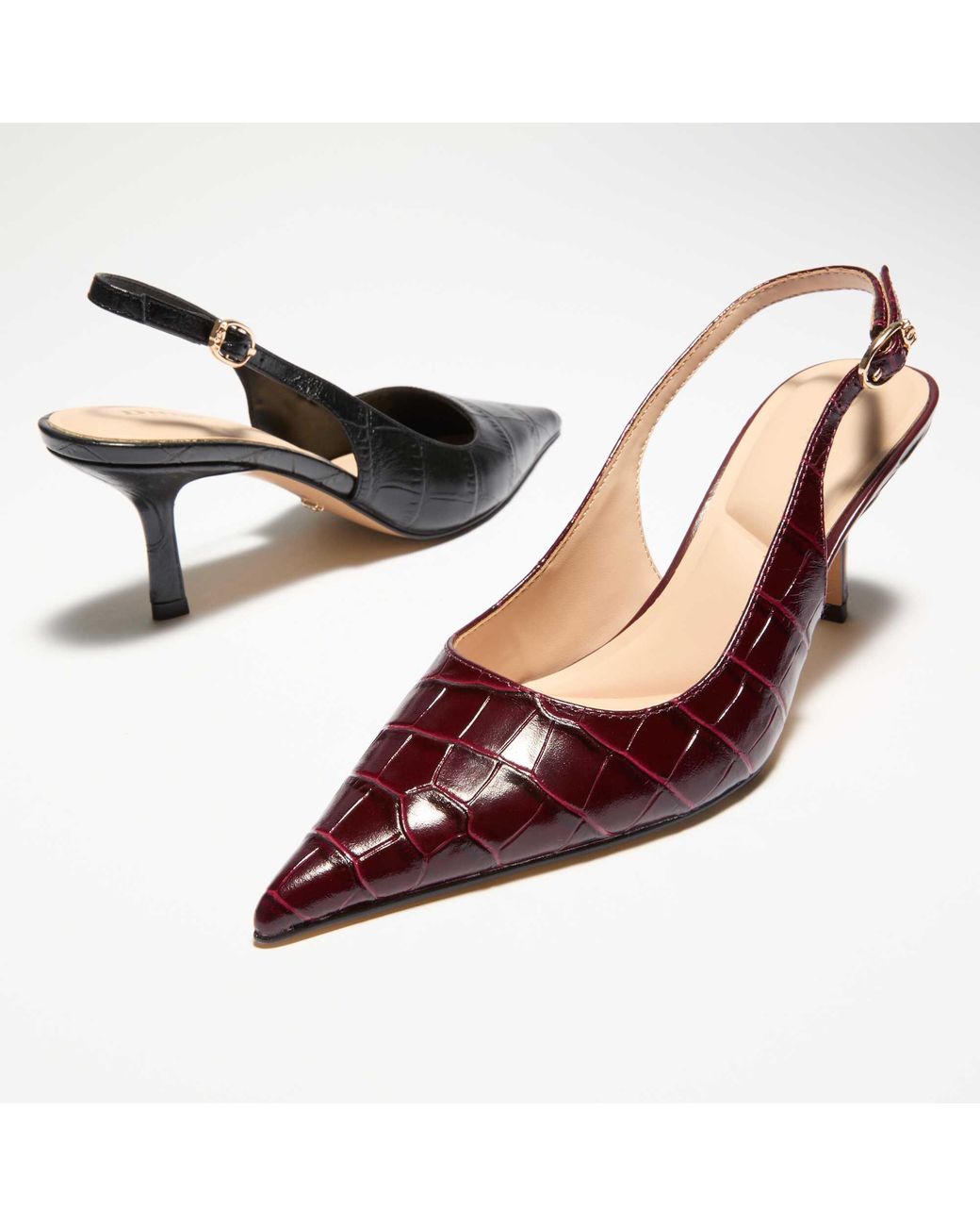 Dune Pink Celise Pointed-Toe Slingback Court Shoes