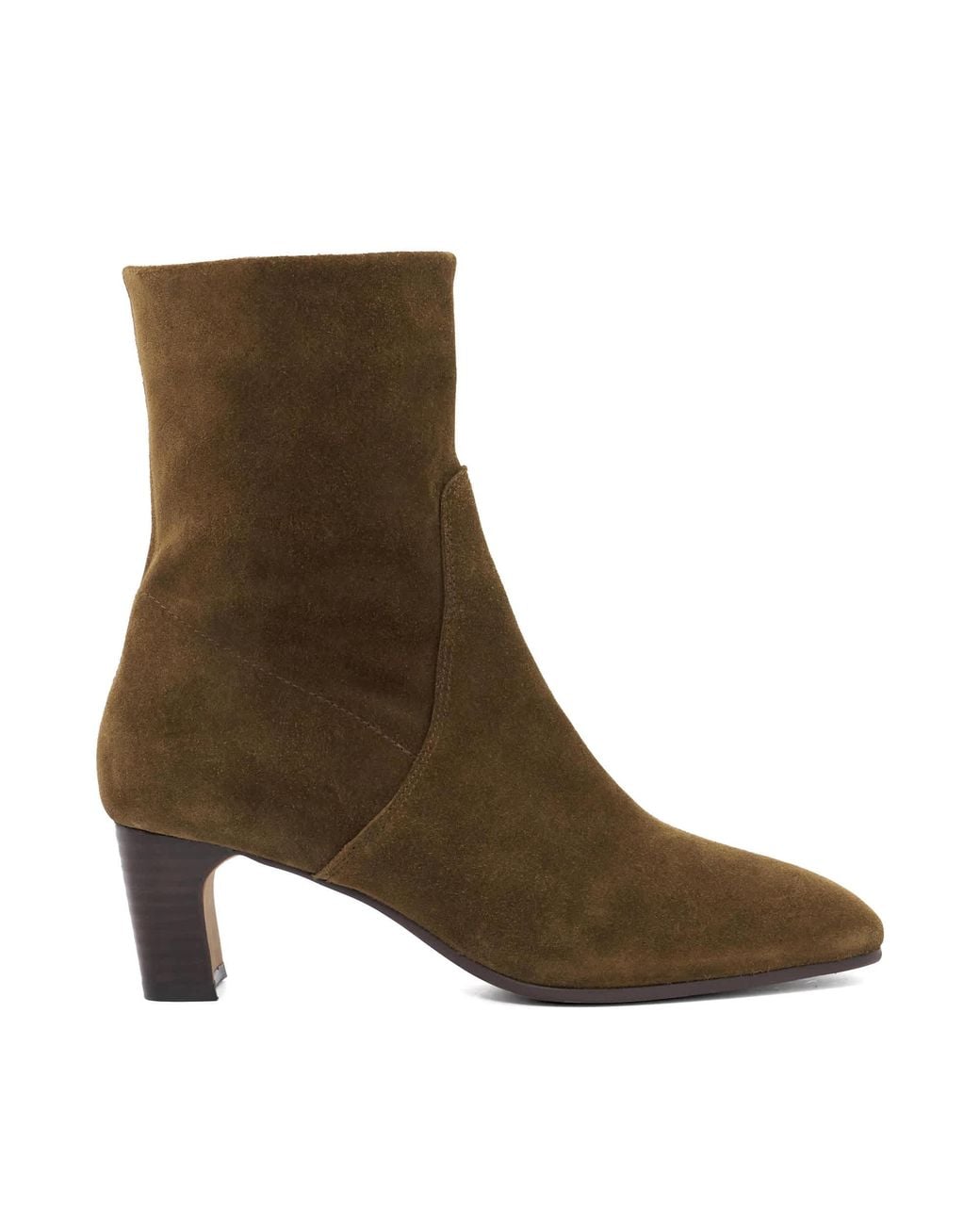 Dune Brown Ori Block-Heel Ankle Boots