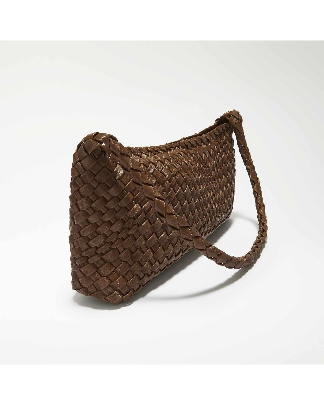 Dune Brown Deliberating Woven East-West Shoulder Bag