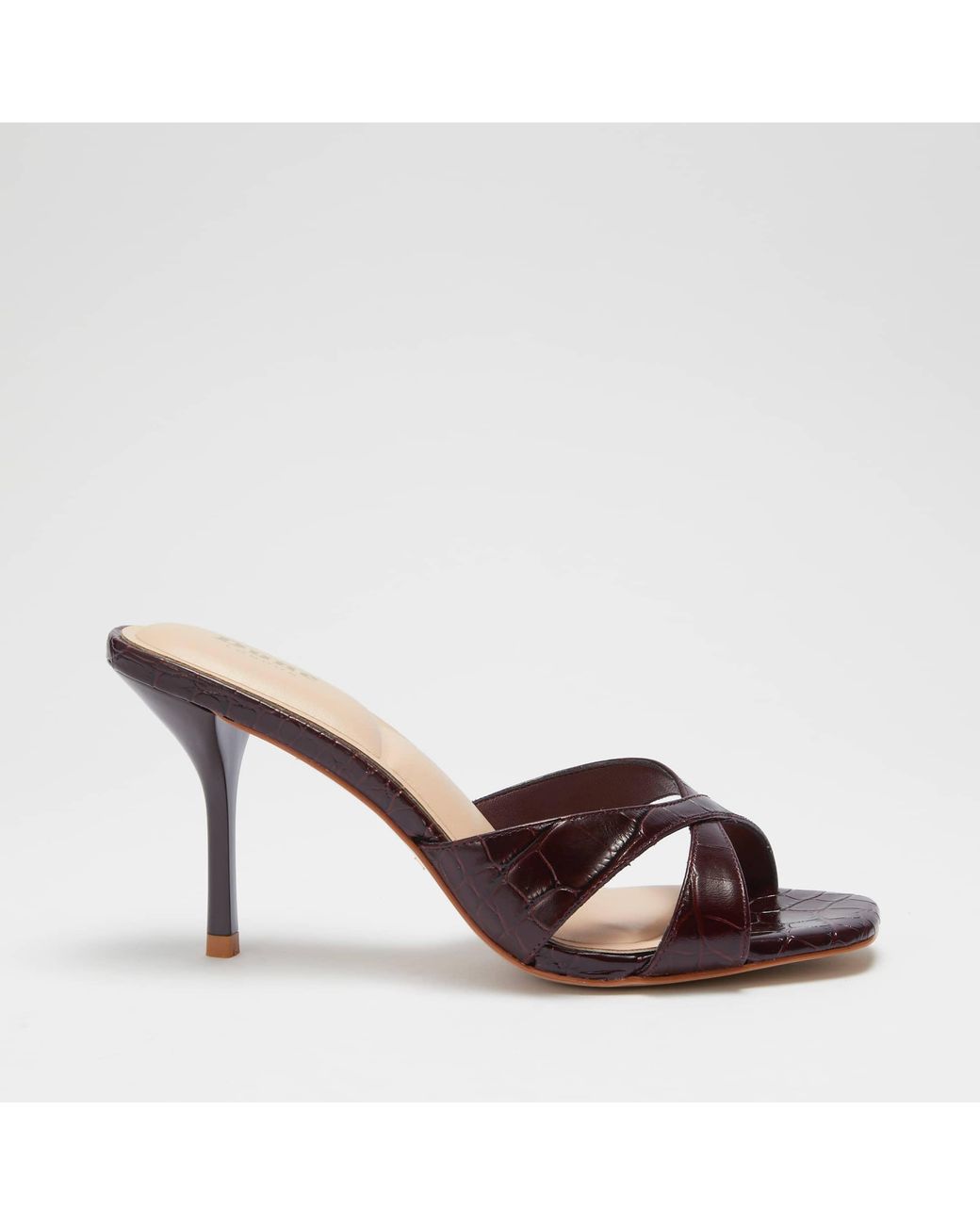 Dune Brown Mavina Crossover-Strap Heeled Mules