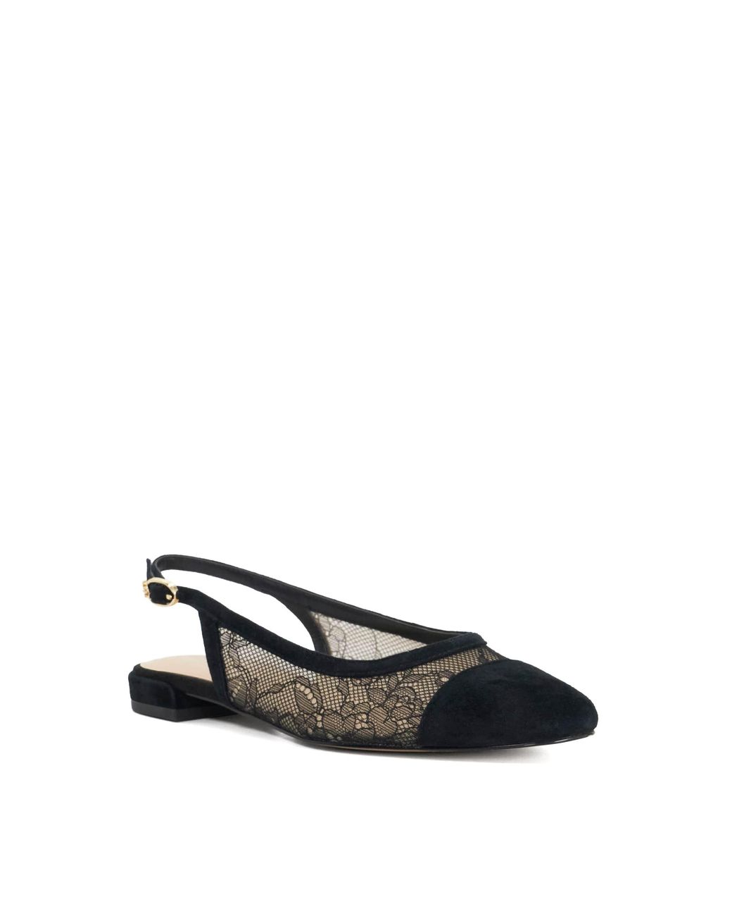 Dune Black Clarify Toe-Cap Slingback Flats