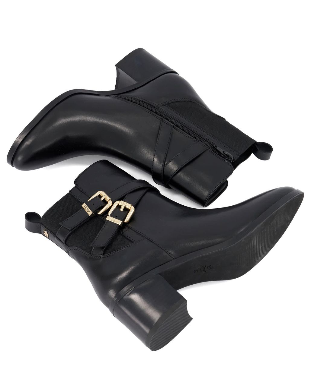 Dune Black Pabbi Buckle-Detail Ankle Boots