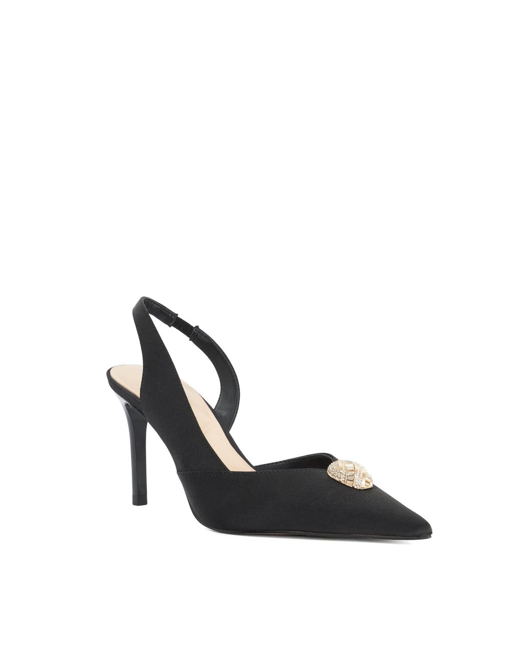 Dune Black Camara Embellished Slingback Court Shoes