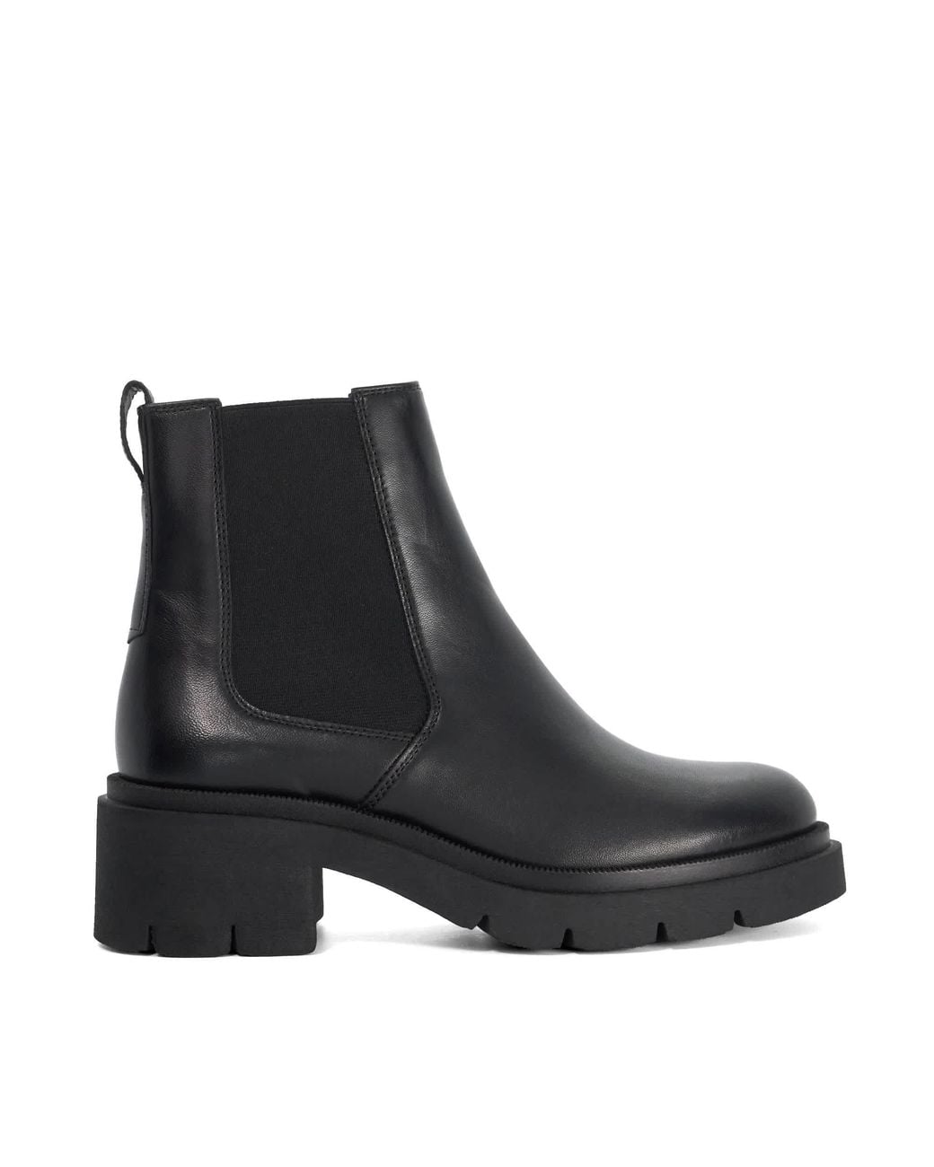 Dune Black Padelle Block-Heel Ankle Boots
