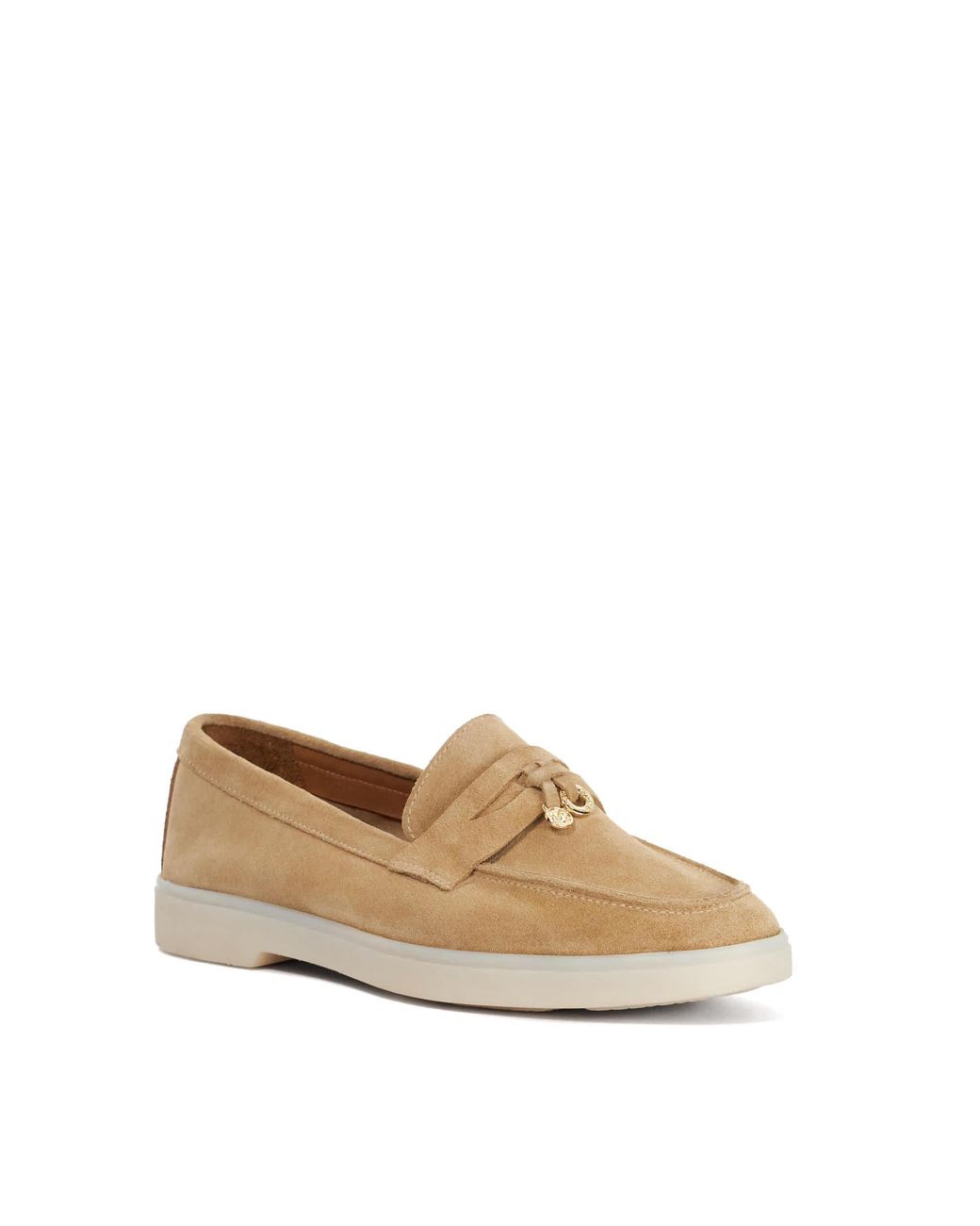 Dune Natural Grinning Suede Slip On Loafers
