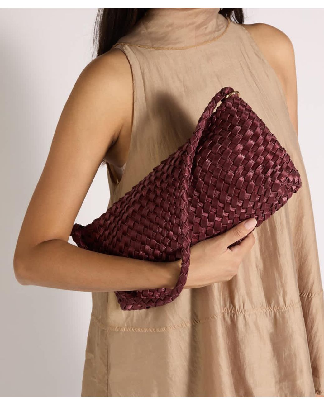 Dune Purple Deliberating Woven East-West Shoulder Bag