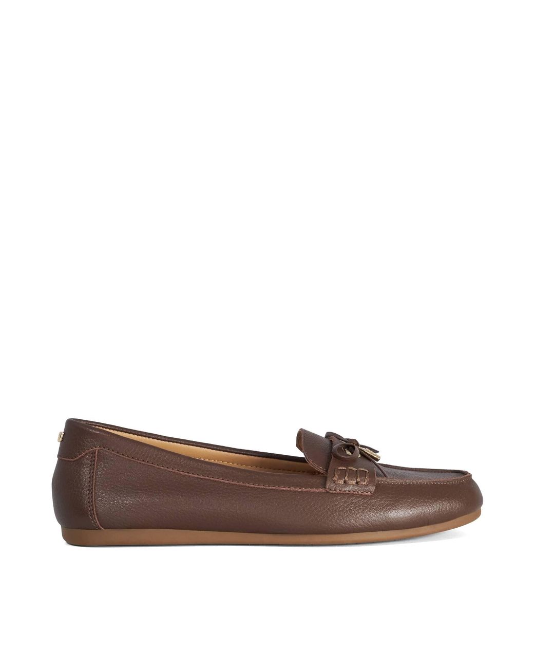 Dune Brown Girella Bow-Detail Loafers