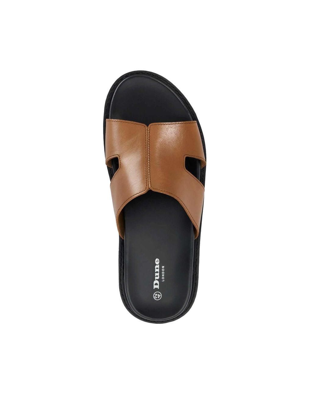 Dune Brown Ishaa Leather Slip On Sandals for men