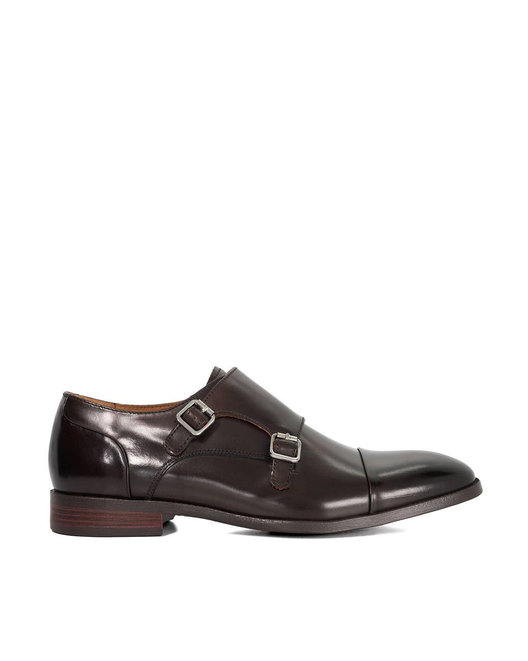 Dune Brown Satchin 2 Wf Wide Fit Double Buckle Monk Shoe for men