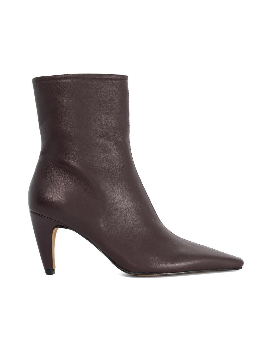 Dune Brown Overt Leather Heeled Ankle Boots