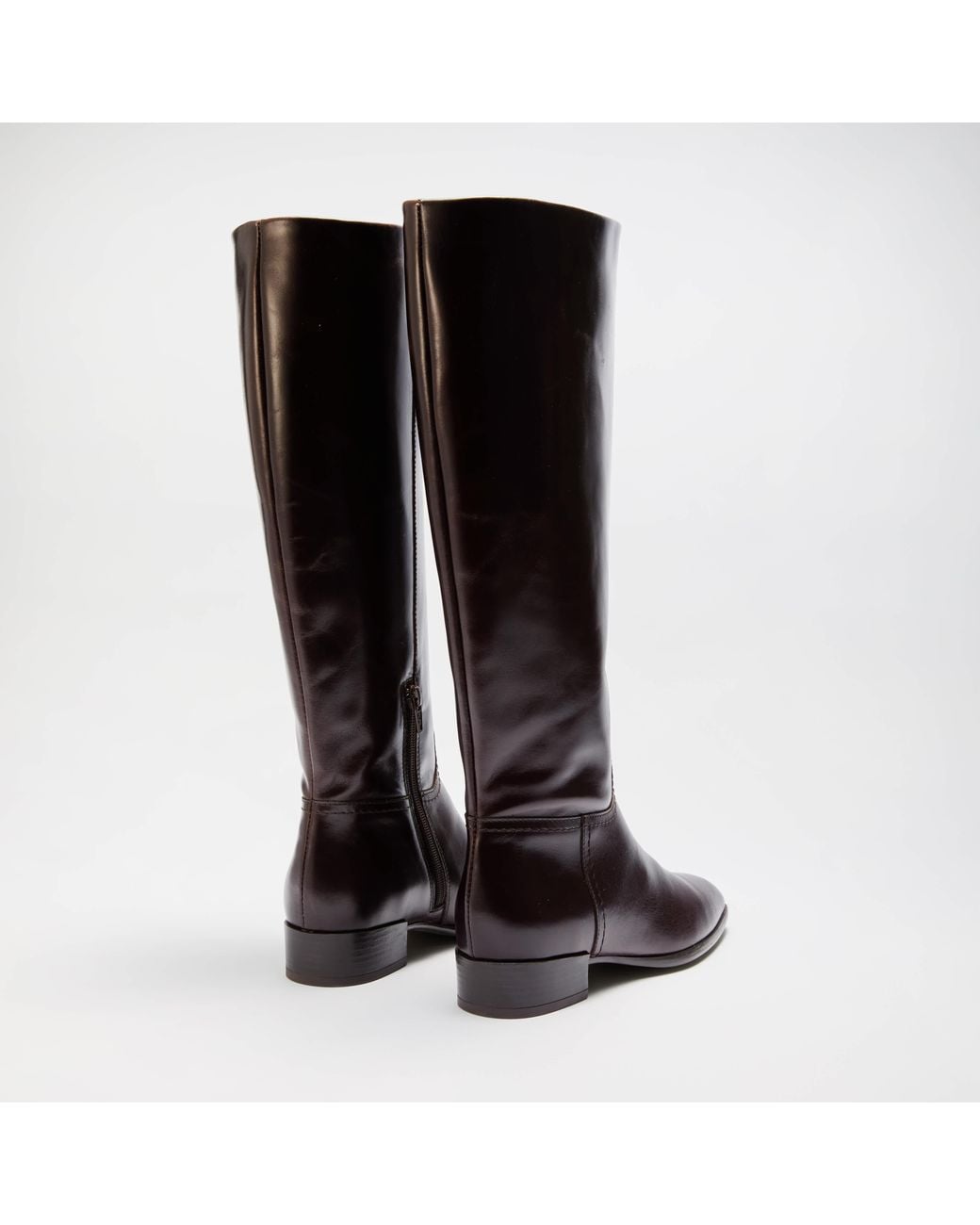 Dune Brown Toova Low-Heel Knee-High Boots