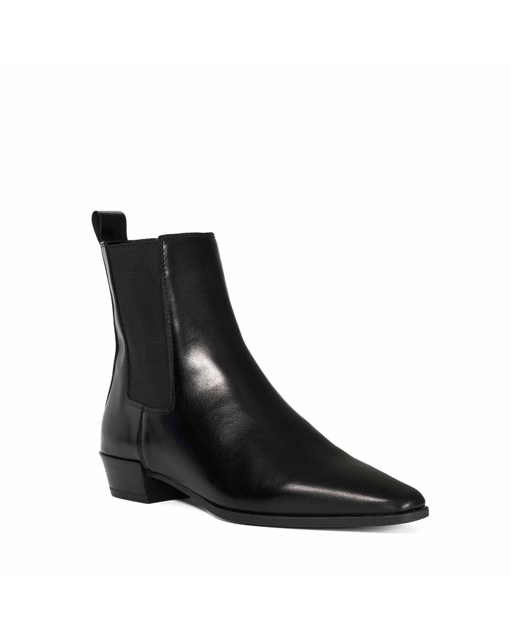 Dune Black Parkas Chisel Toe Low Heel Chelsea Ankle Boots