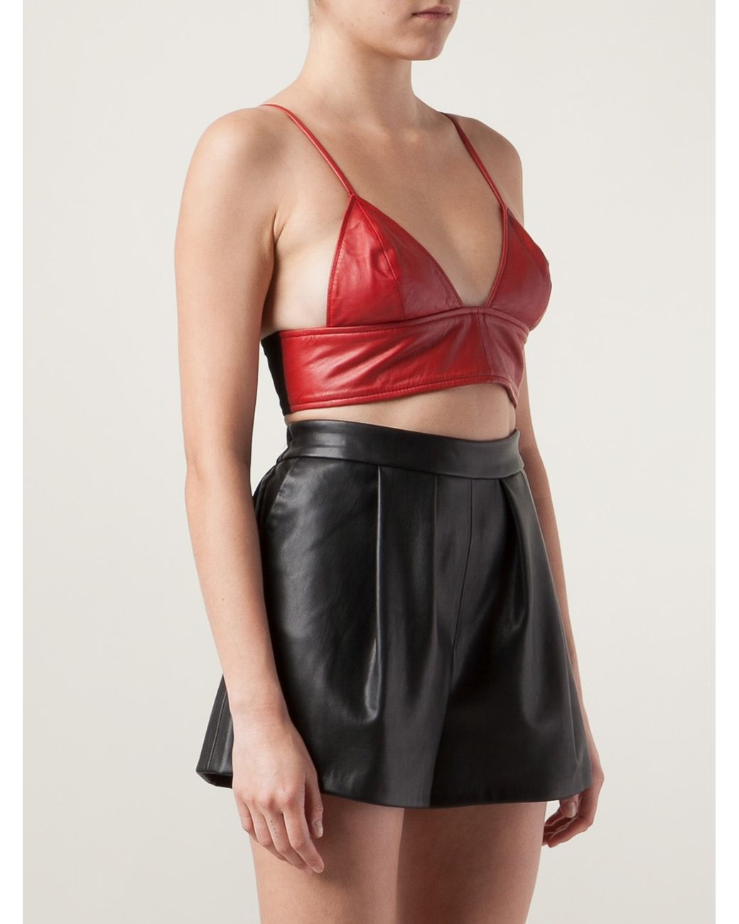 Love Leather Bralette Top in Red | Lyst