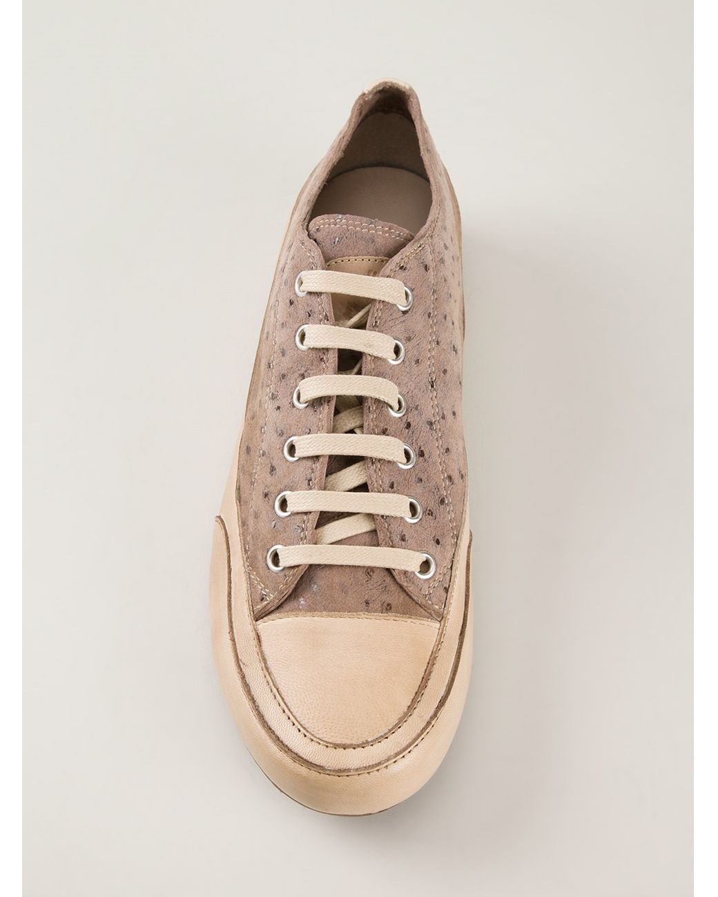 Candice Cooper Laceup Trainer in Natural | Lyst