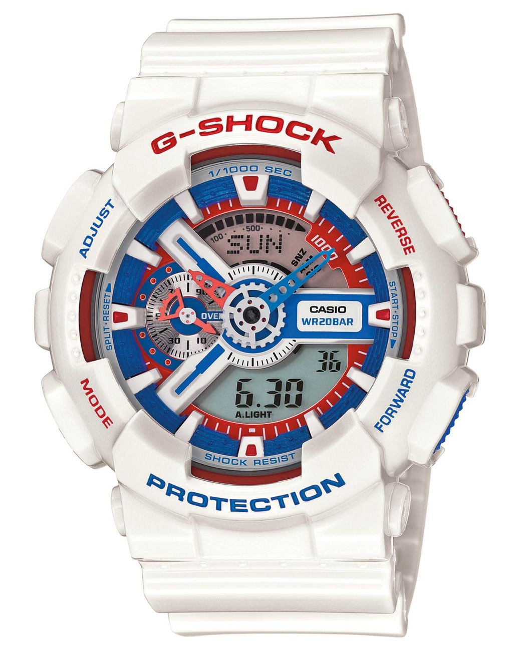 G-Shock Men's Analog-digital Red White And Blue Strap Watch 55×52×16mm  Ga110tr-7a for Men | Lyst
