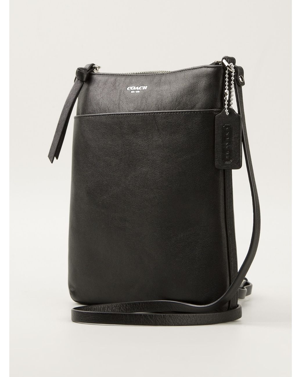 Coach black leather sales messenger bag