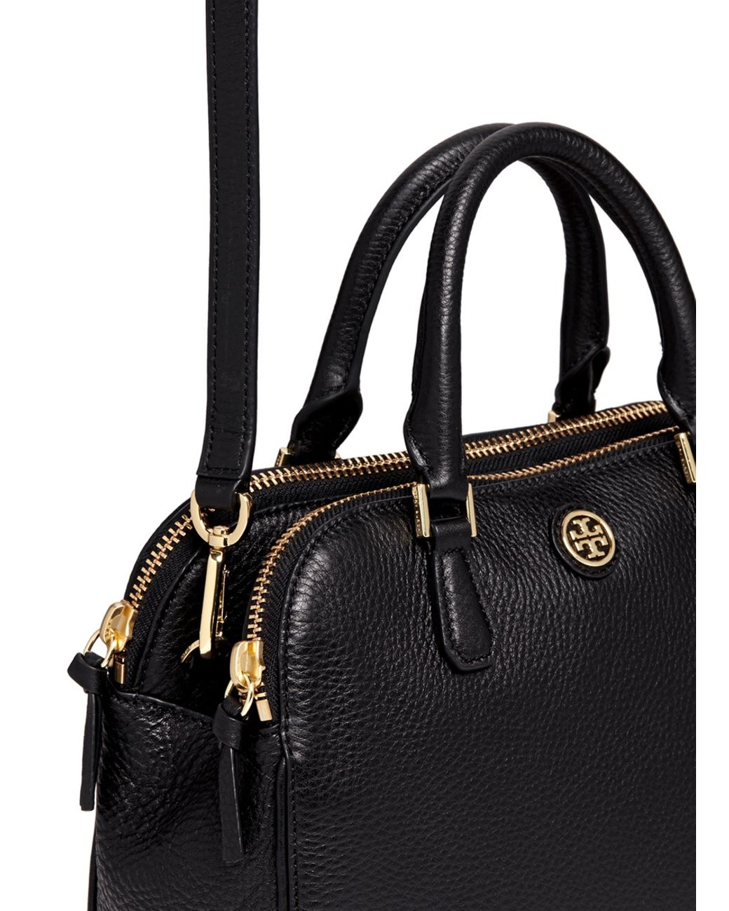 Tory Burch Black Perforated Leather Small Robinson Double Zip Tote Tory  Burch | The Luxury Closet