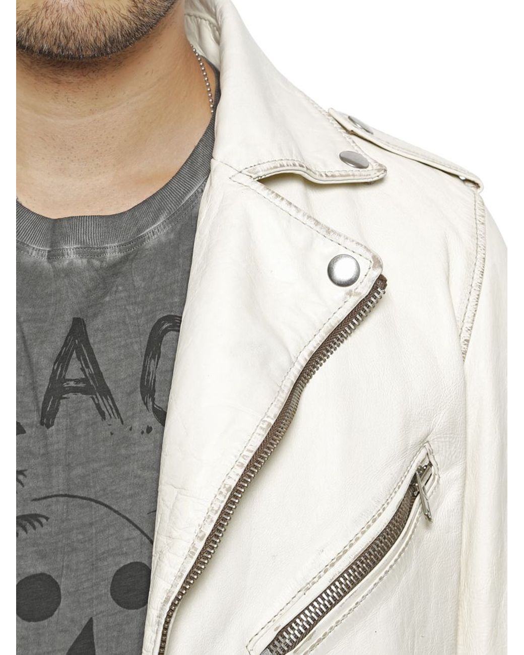 Diesel white leather jacket 2025