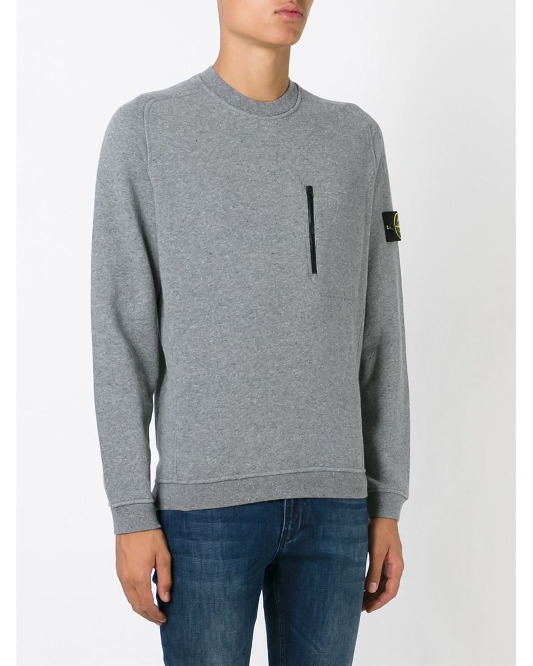 Stone Island Zip Chest Pocket Sweatshirt in Gray for Men | Lyst