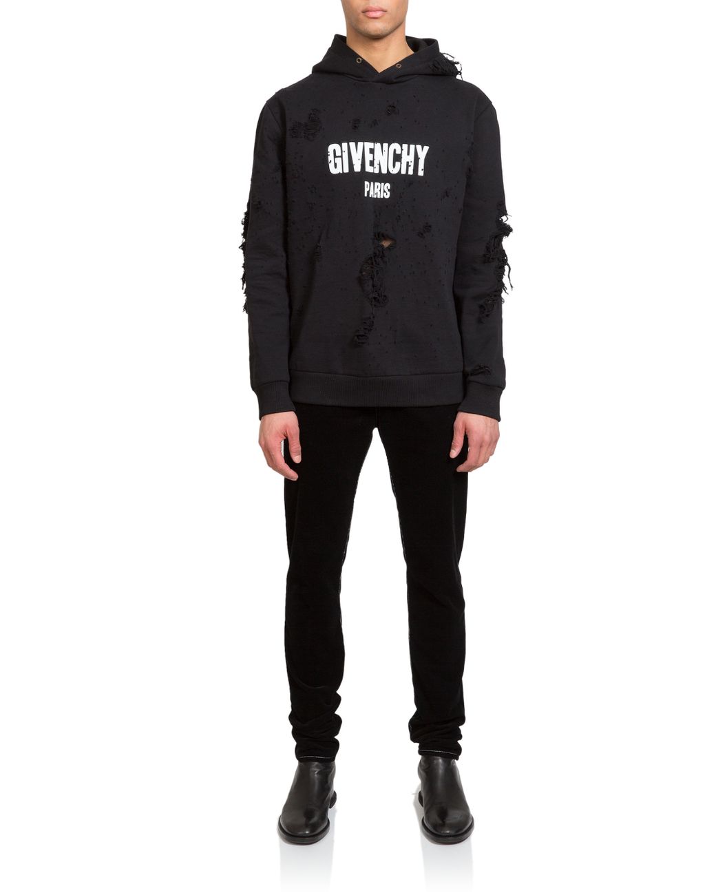 Givenchy Logo Hole Hooded Sweatshirt in Black for Men | Lyst