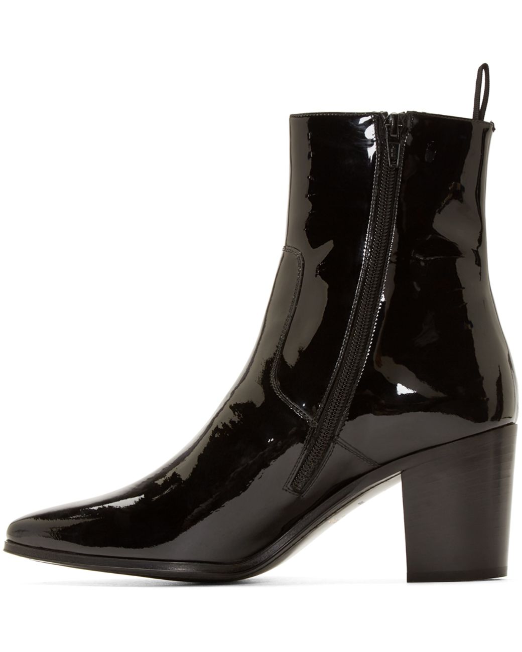 Black Patent Leather French Boots 