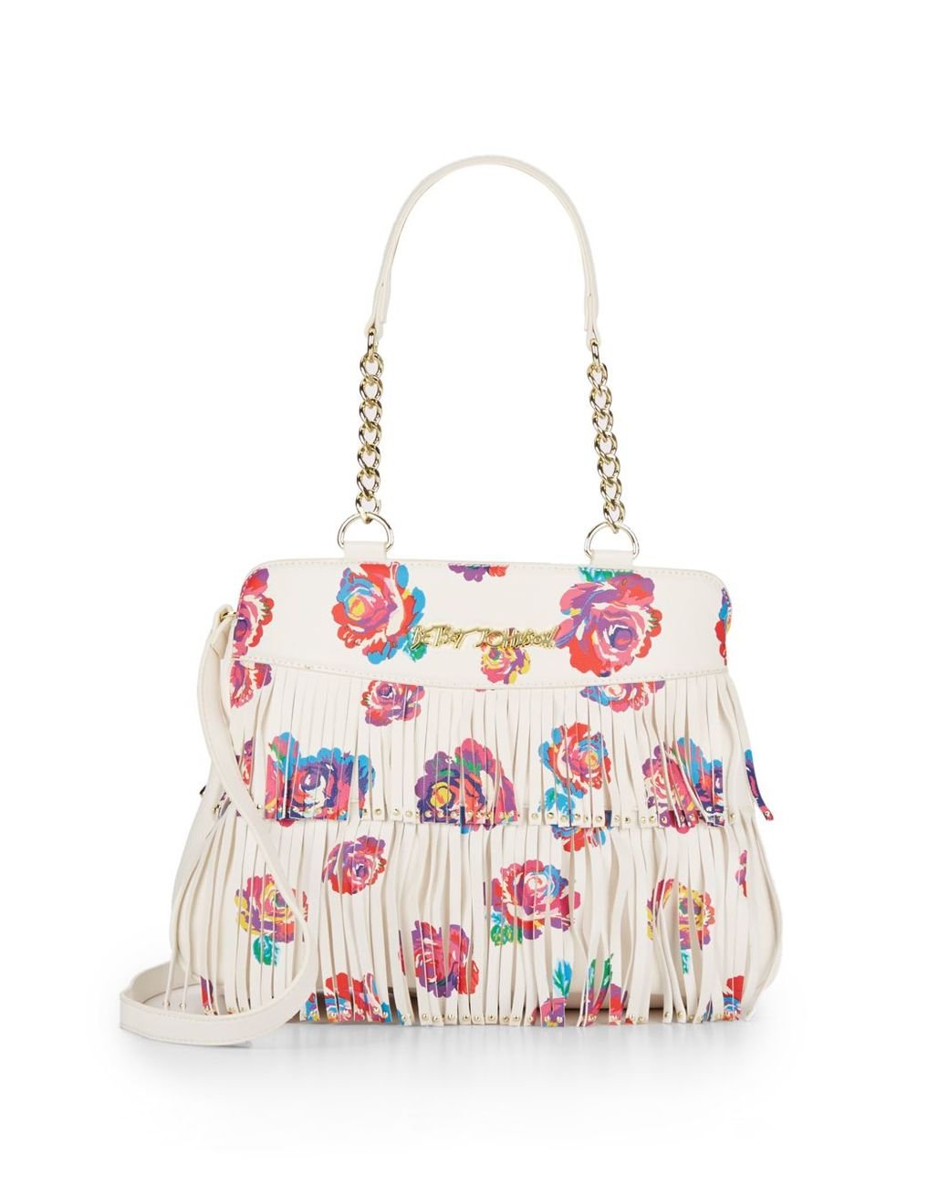 Betsey Johnson On The Fringe Rose Shoulder Bag in White | Lyst