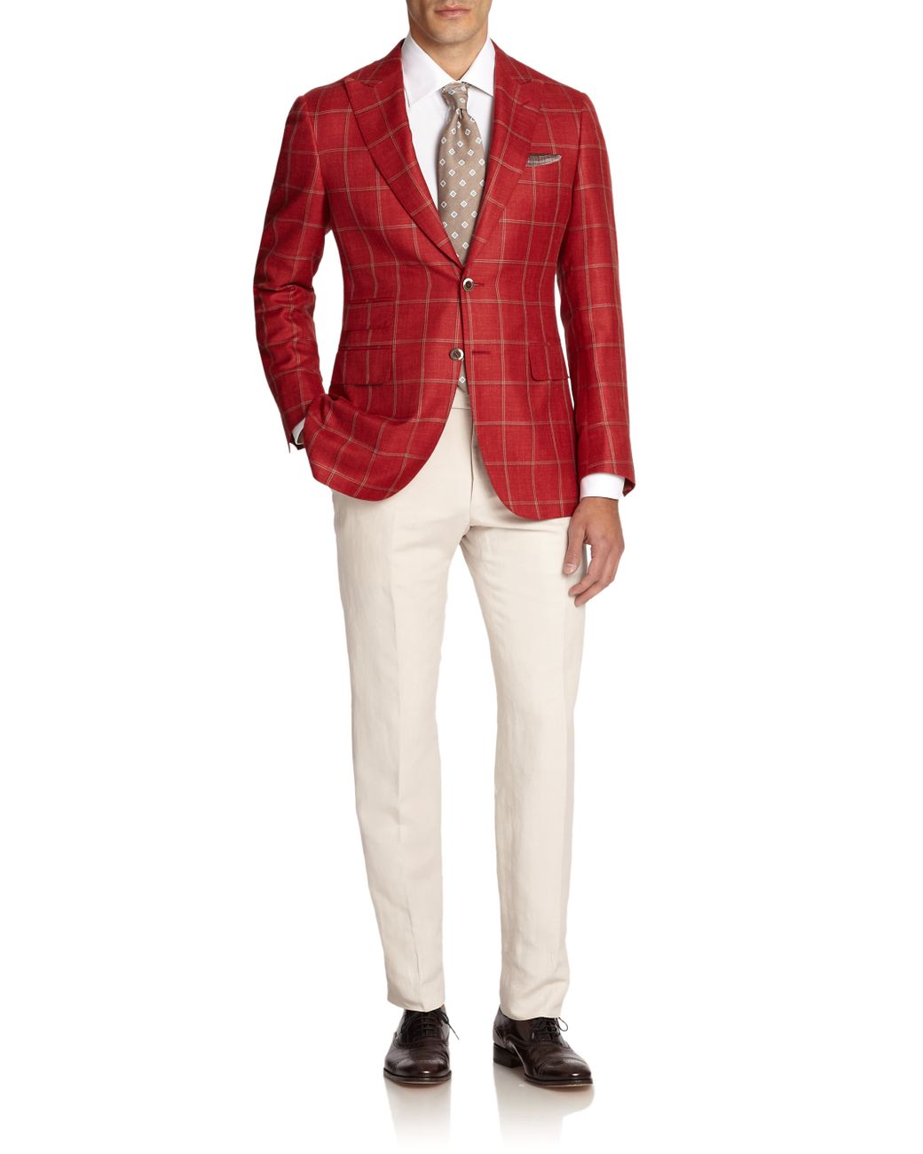 Canali Windowpane Sportcoat in Red for Men | Lyst