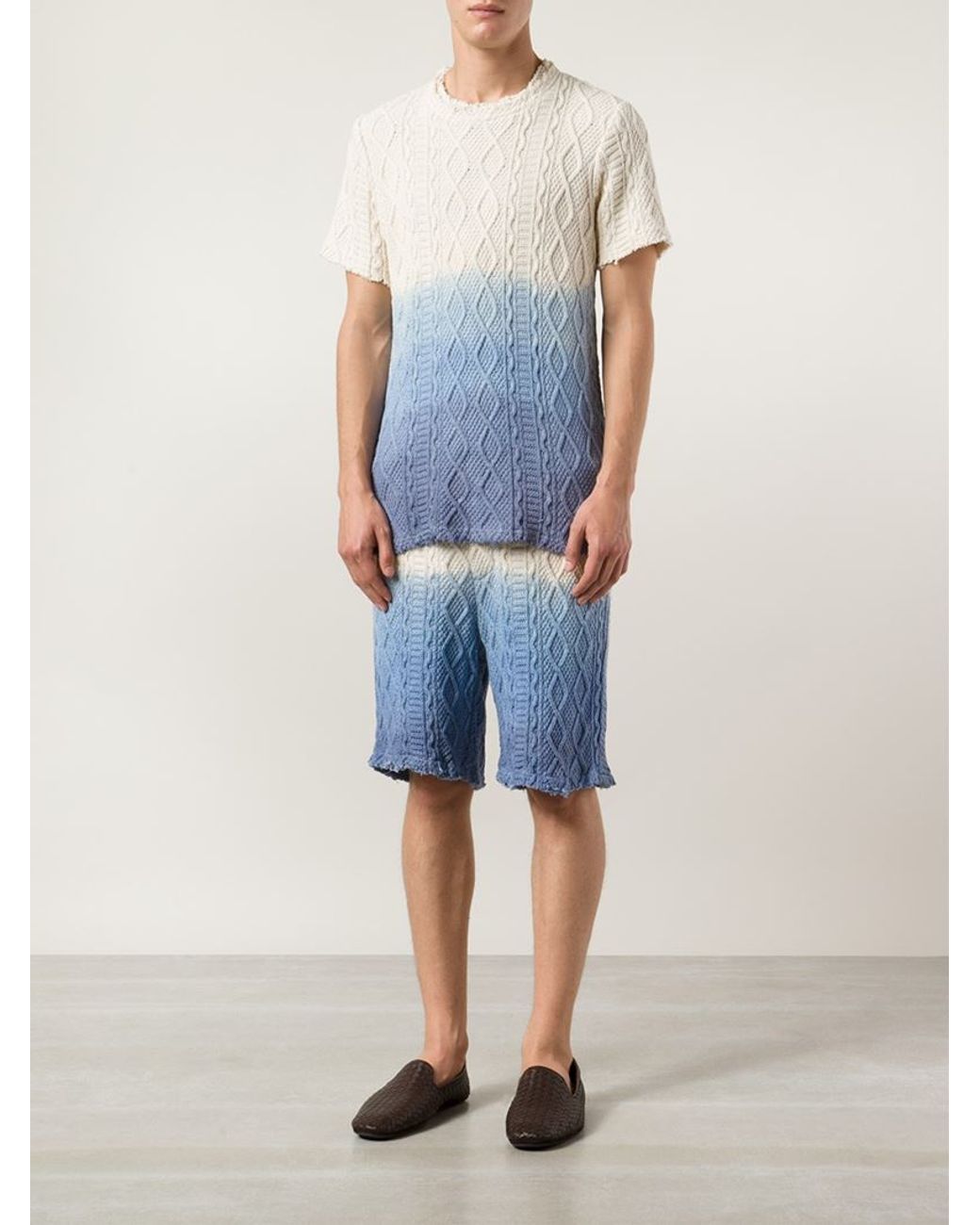 Rochambeau Cable Knit Shorts in Blue for Men