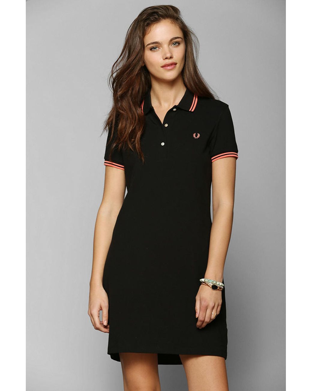 Fred Perry Polo Shirt Dress in Black | Lyst