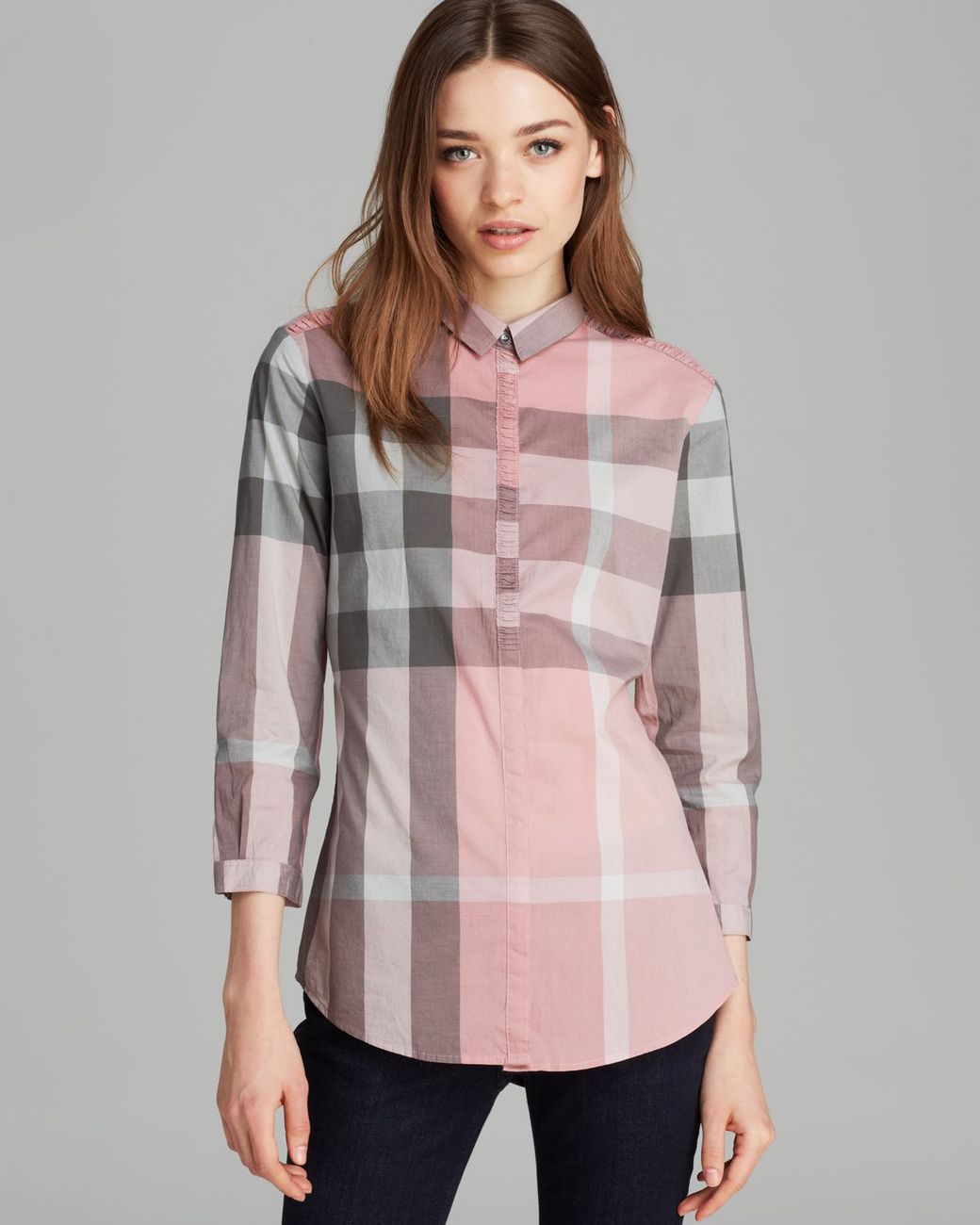 Burberry Brit Check Print Shirt in Pink | Lyst