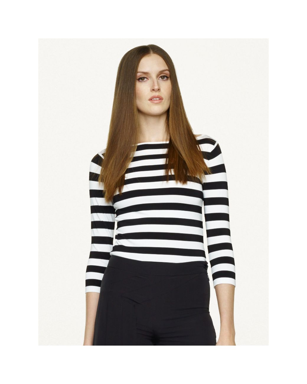 Ralph Lauren Black Label Striped Boatneck Top in White | Lyst