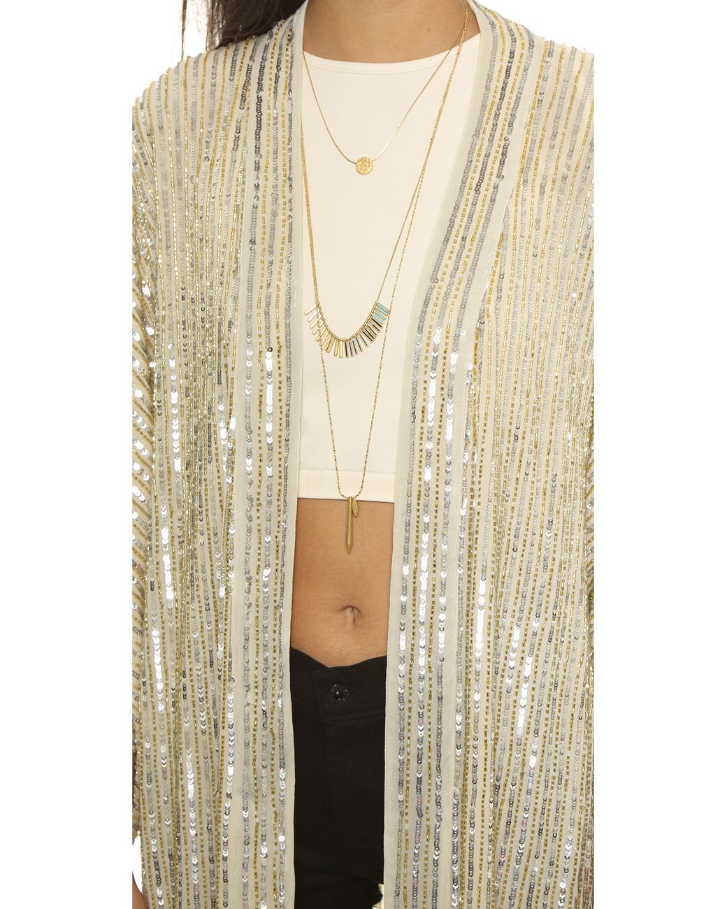 Ganni Summer Sequins Kimono - Gold/Silver in Metallic | Lyst
