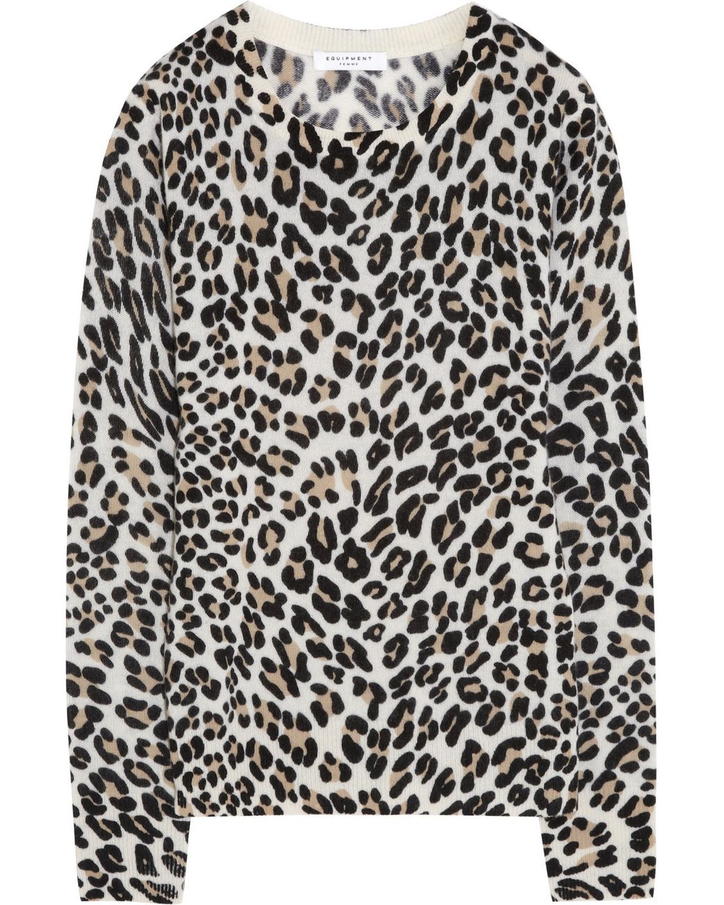 Equipment Shane Leopard Print Cashmere Sweater in Black | Lyst