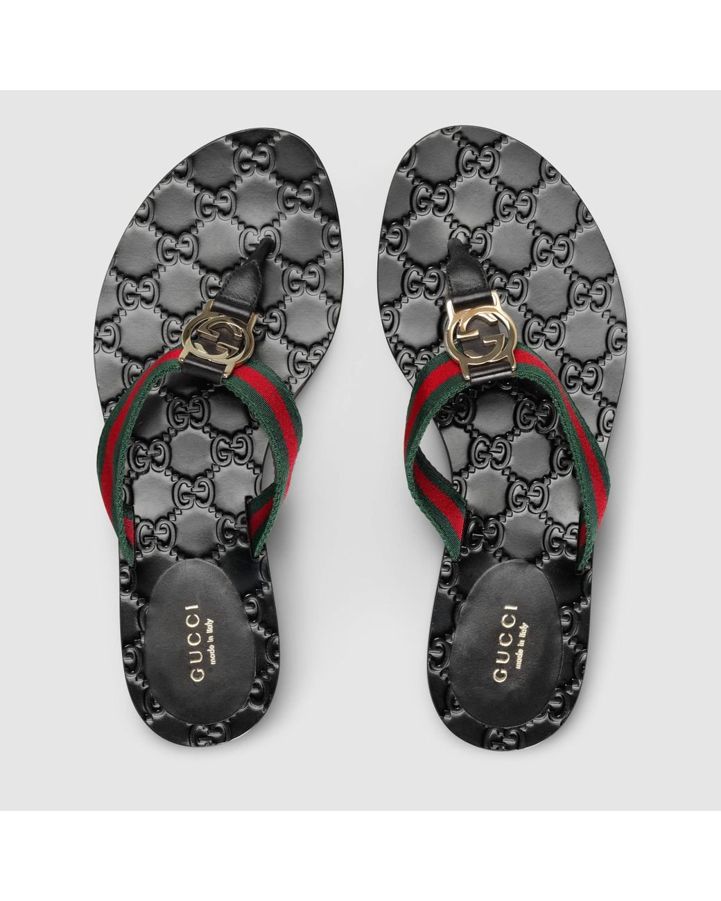 Gucci Gg Thong Web Sandal in Brown Lyst UK