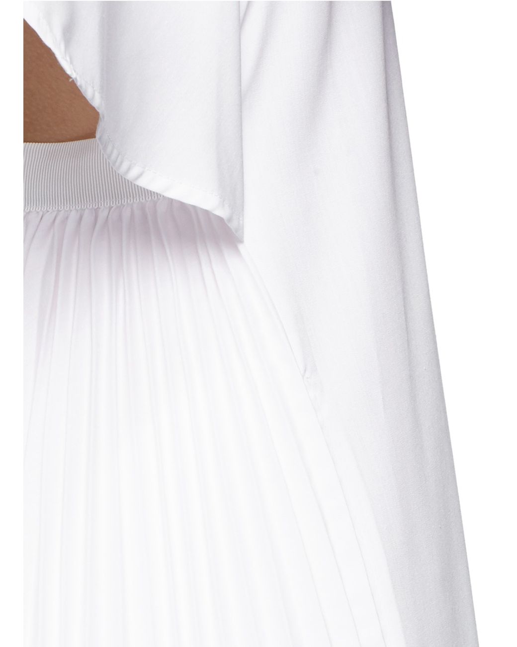 Sacai Women's White Open Back Pleat Skirt Poplin Shirt Dress