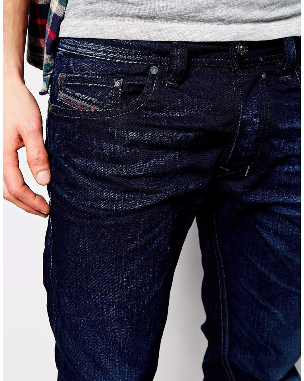 DIESEL Jeans Made In Italy Safado Straight Fit 837g Dark Scrape Wash in  Blue for Men | Lyst