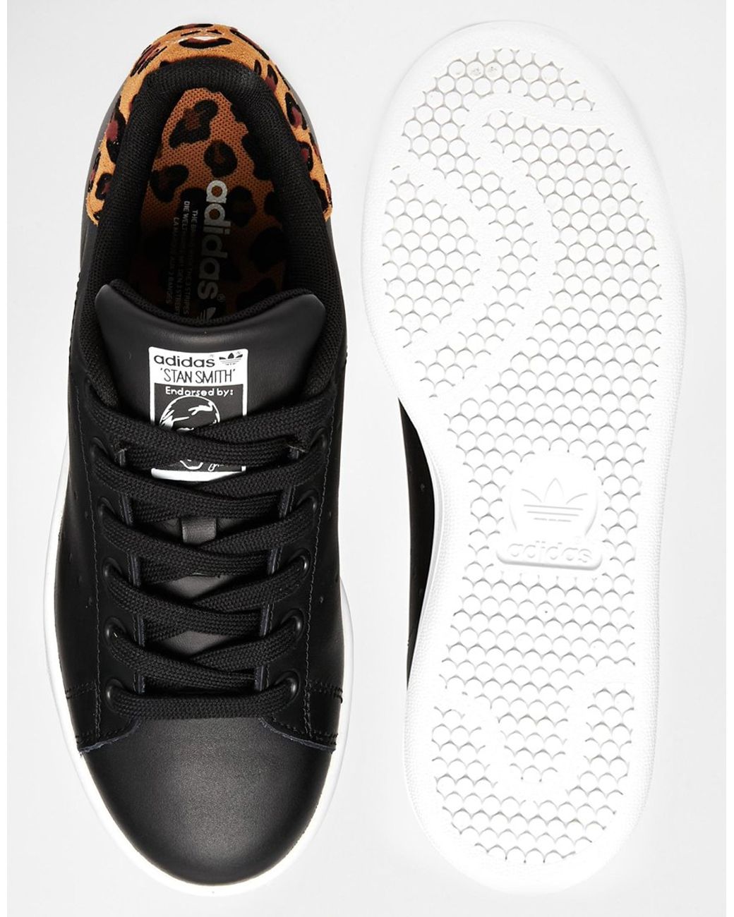 Originals Stan Smith Black Animal Print Sneakers | Lyst
