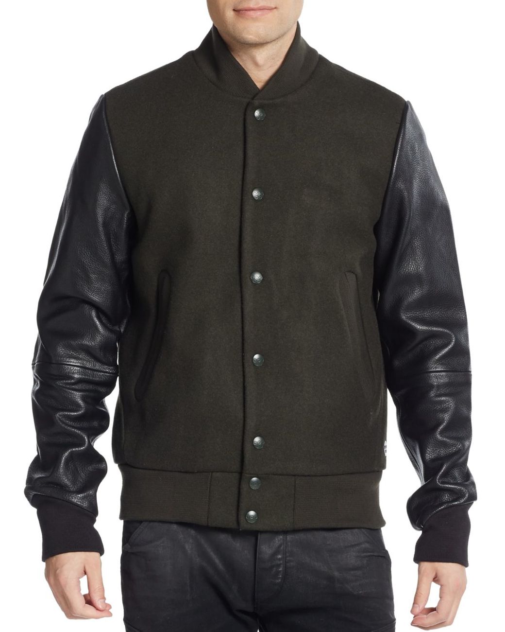 G-Star RAW Wool-blend & Leather Varsity Jacket in Green for Men | Lyst