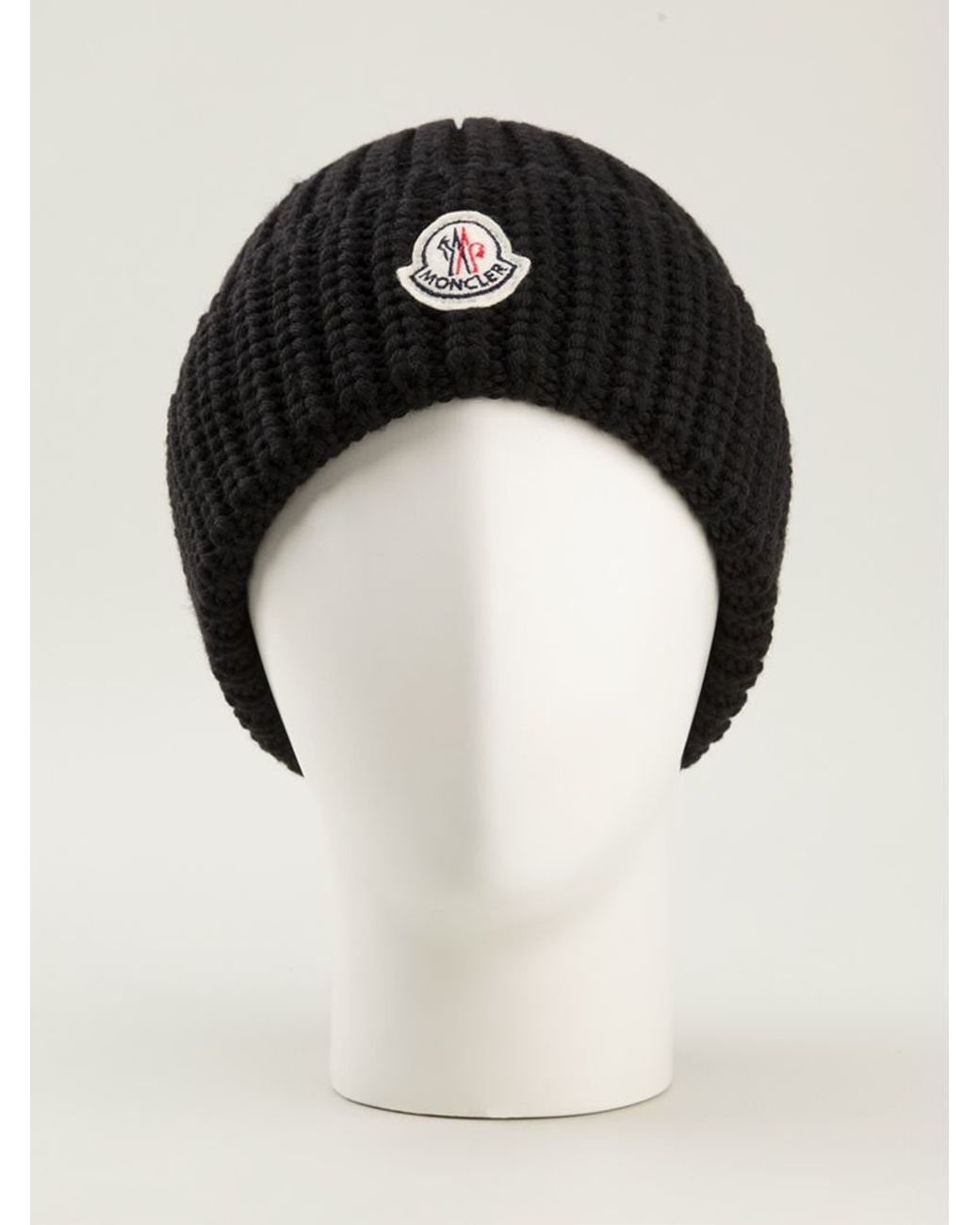 Moncler Ribbed Knit Beanie Hat in Black for Men | Lyst
