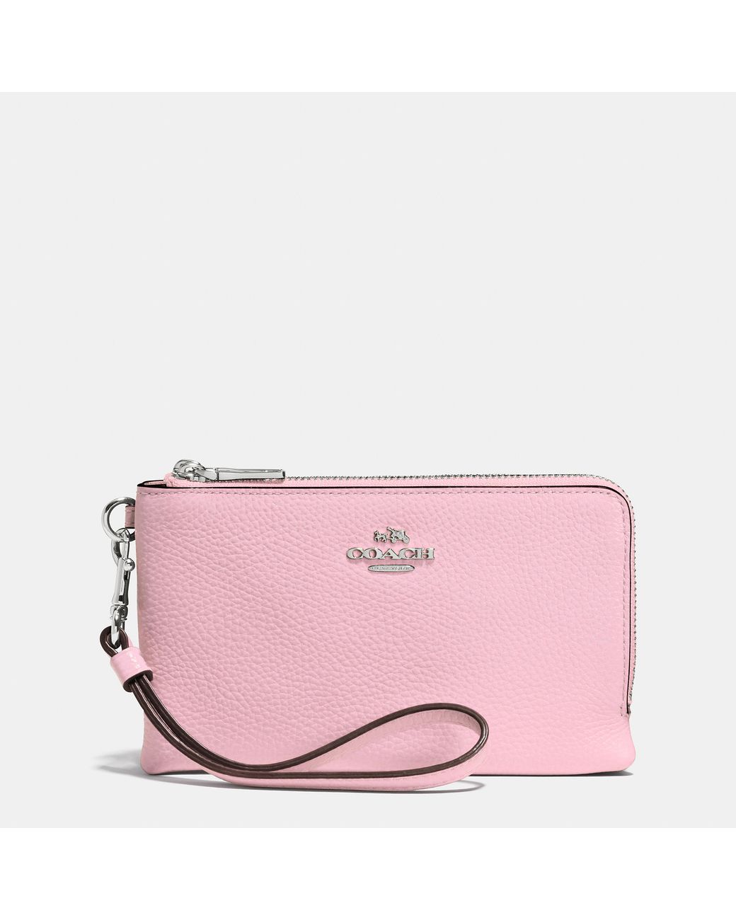 coach leather double zip wristlet