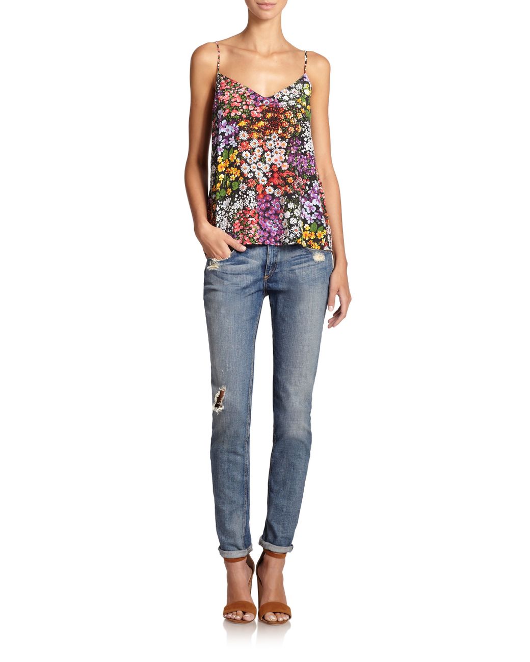 floral silk tank