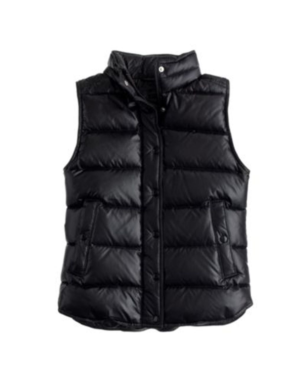 J.Crew Shiny Puffer Down Vest in Black | Lyst