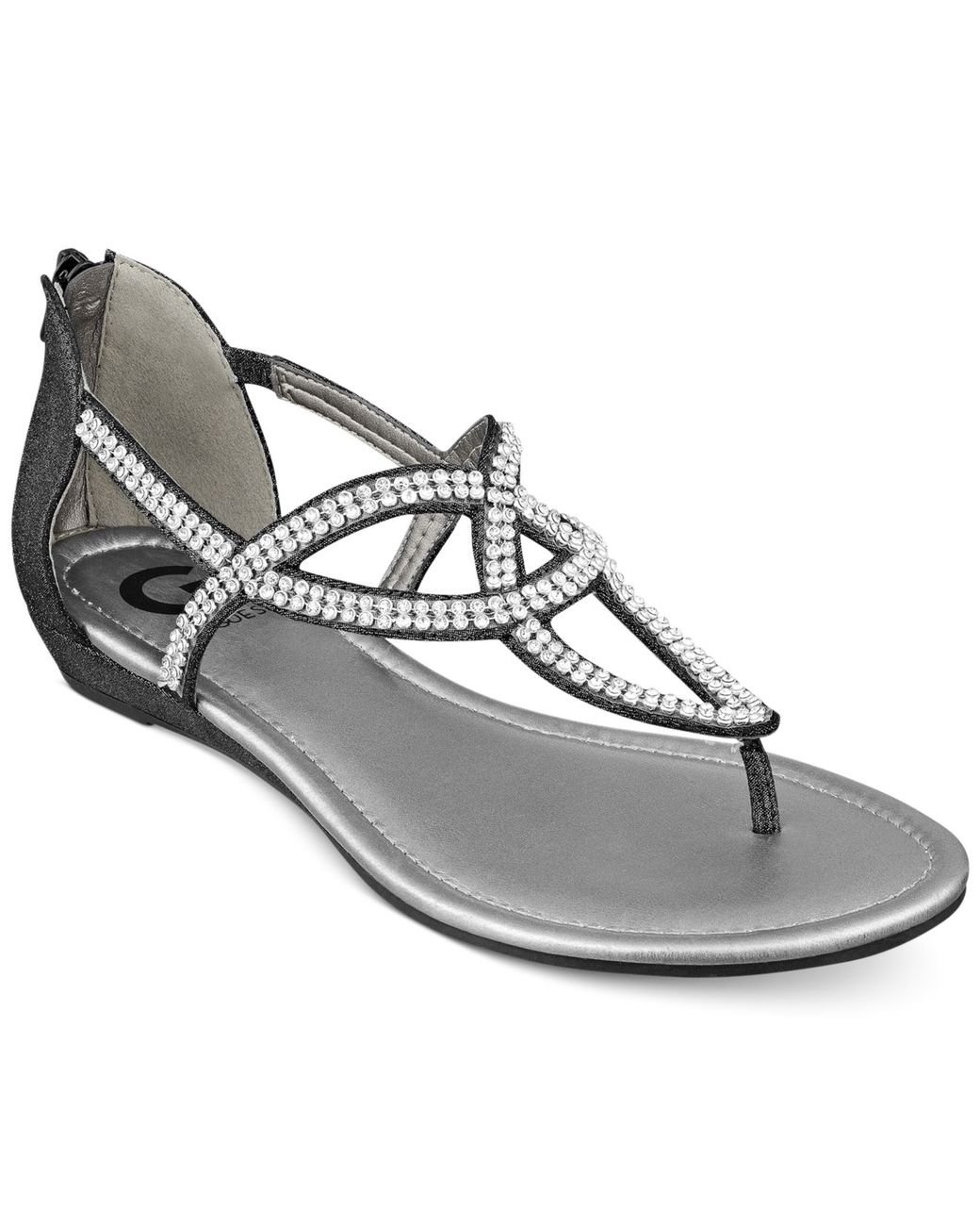Black thong sandals with rhinestones on sale
