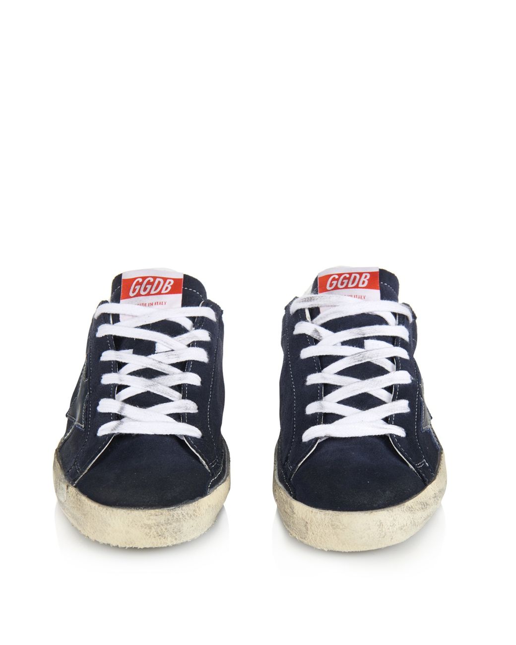 Golden goose navy deals suede superstar sneakers