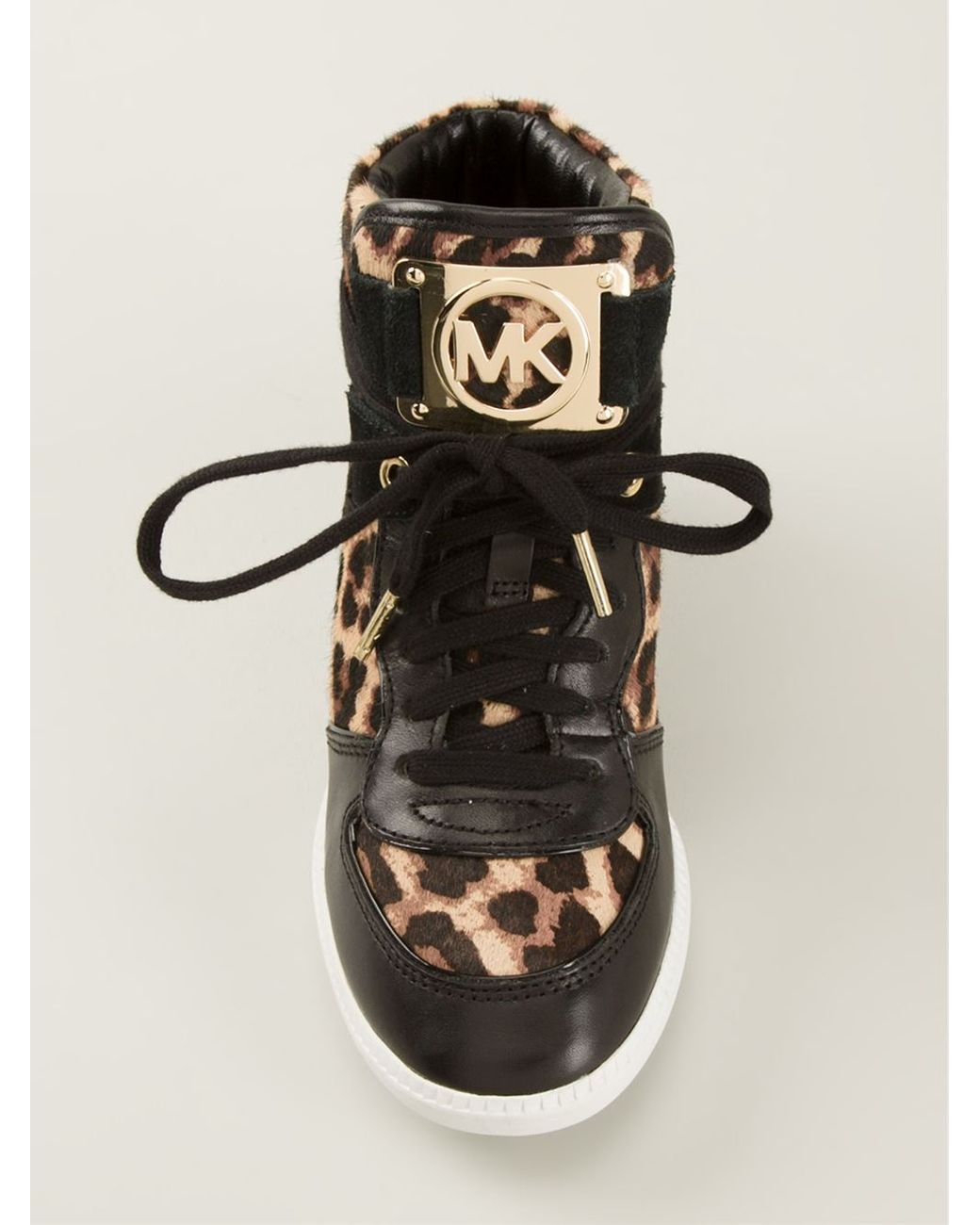 MICHAEL Michael Kors Leopard Print Concealed Wedge Sneakers in Black | Lyst