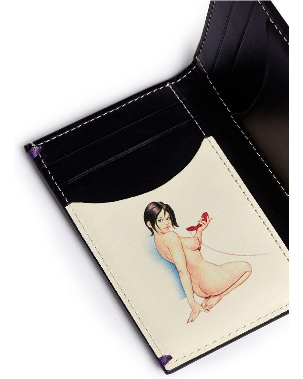 Paul Smith Naked Lady Print Leather Card Holder in Black for Men | Lyst