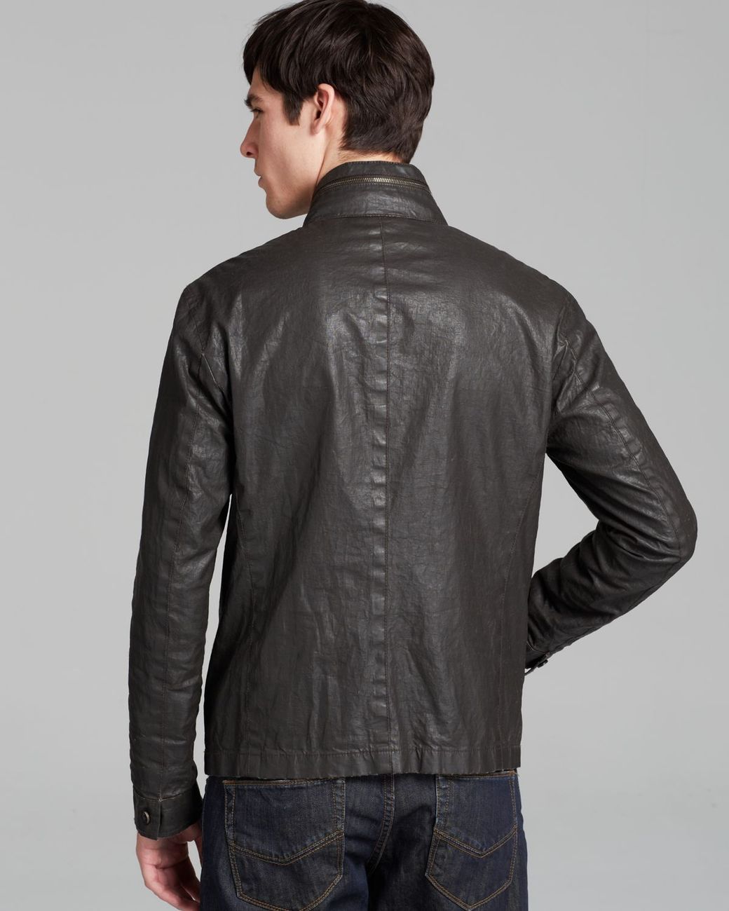 John Varvatos Collection Zip Button Leather Jacket in Black for Men | Lyst