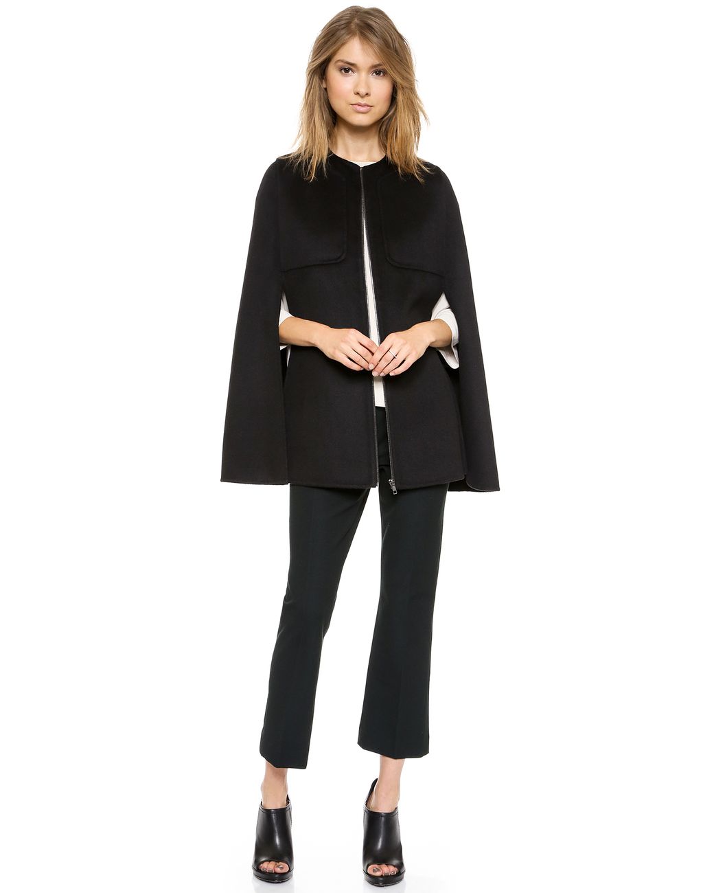 JOSEPH Capon Cape Coat Black | Lyst