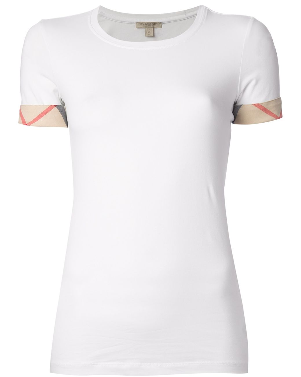 Burberry Brit Cotton 'house Check' Cuffs T-shirt in White | Lyst