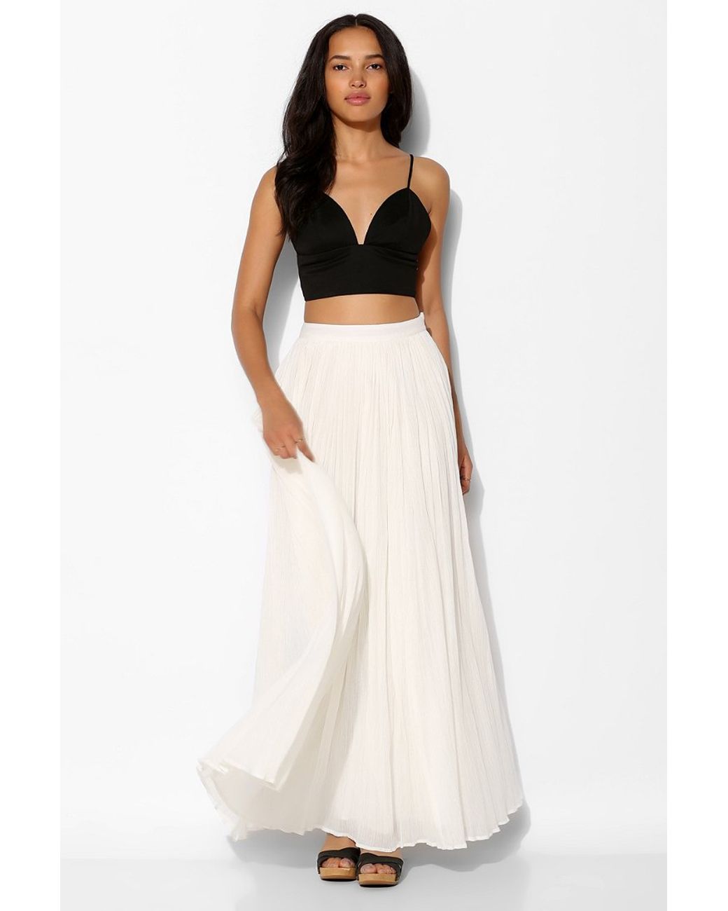 Pins And Needles Gauzy Pleated Maxi Skirt in White | Lyst